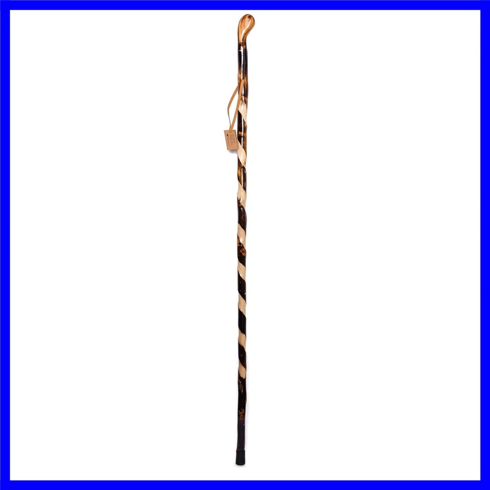 Handcrafted Nature Wood Hiking Stick 55 Inches Long – with Hand Strap and Rub…